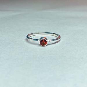 Sterling Silver Jewellery: Garnet Delicate 925 Sterling Silver Ring