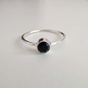Stirling Silver Rings: Black Onyx Delicate 925 Sterling Silver Ring