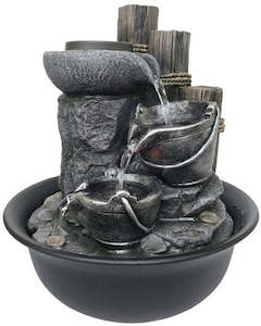 Barrels and Buckets Water Feature