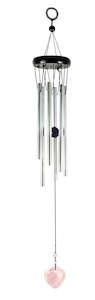 Rose Quartz: Gemstone windchime - Rose quartz heart