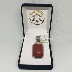 Rectangle 28mm Carnelian 925 Sterling Silver Pendant (Vertical)
