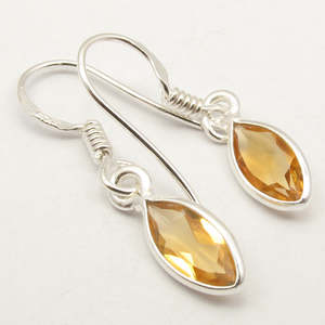 Sterling Silver Earrings: Marquise Citrine 925 Sterling Silver Dangle Earrings