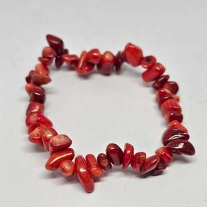Red Coral Chip Bracelet