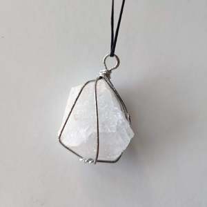 Clearance: Clear Quartz Rough Wire-Wrapped Pendant