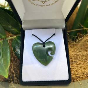 Greenstone Heart Pendant with Koru indentation
