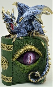 Blue Dragon On Book with LED RivendellWorld