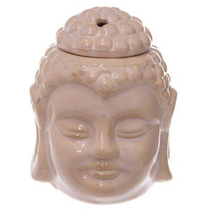 White Crackle Glaze Thai Buddha Head Ceramic Oil Burner RivendellWorld