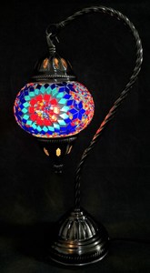 Turkish Mosaic Lamp Swan Neck Multicoloured RivendellWorld