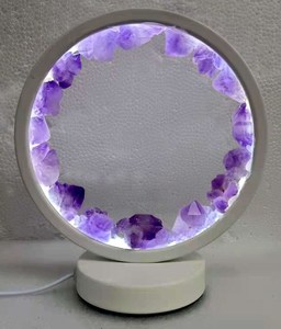 Natural Amethyst Crystal LED USB Table Lamp RivendellWorld