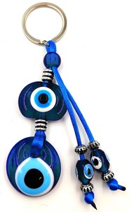 Turkish Glass Evil Eye Keyring RivendellWorld