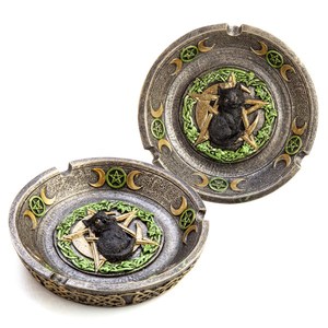 Black Cat Pentacle Moons Incense Burner RivendellWorld