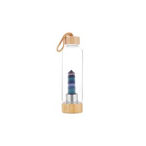 Crystal Point Drinking Bottle with Bamboo Base - Fluorite RivendellWorld
