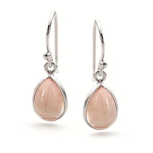 Rose Quartz Crystal Tear Drop Sterling Silver Earring RivendellWorld