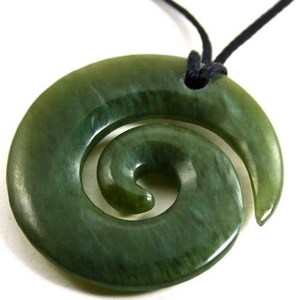 Products: Green Stone Koru pendant 2.5cm RivendellWorld