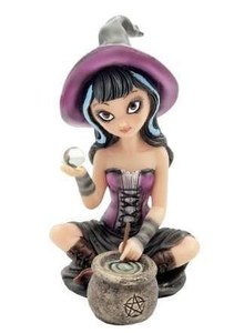 Cute Witch Figurine With Crystal Ball RivendellWorld