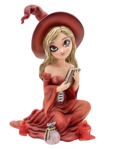 Cute Witch Figurine With Book RivendellWorld