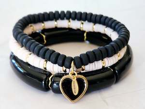 Stacking Bracelets Black Hearts Stack