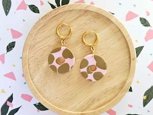 Cow Print: Cow Print Strawberry Milk Earrings