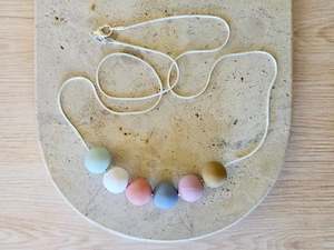 Contemporary Long Statement Sterling Silver Necklace Pastels