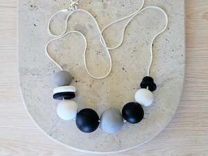 Contemporary Long Statement Sterling Silver Necklace Black