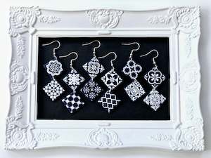 Botanical Blues: Botanical Blues Navy Moroccan Tile Earrings