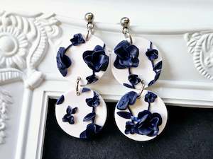 Botanical Blues: Botanical Blues Round Dangle Earrings