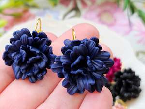 Carnations: Carnation Navy Earrings