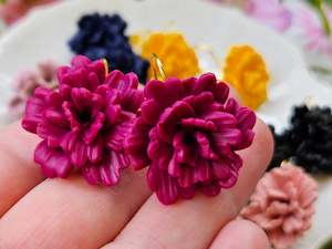 Carnations: Carnation Deep Magenta Earrings