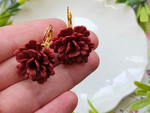 Carnations: Carnation Deep Red Earrings