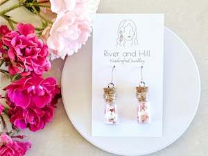 Hearts: Hearts Collection Pink and White Candy Heart Jar Earrings