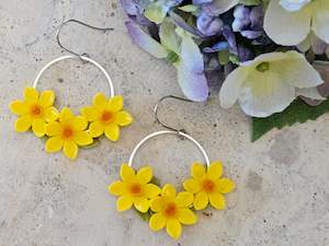 Florals: Daffodil Silver Disk Earrings