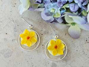 Florals: Daffodil Silver Dainty Earrings