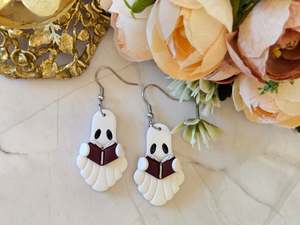 Hooks: Halloween Reading Ghost Earrings