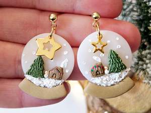 Stud Back: Christmas Snow Globe Earrings