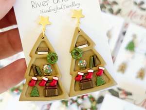 Stud Back: Christmas Bookshelf Earrings