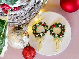 Stud Back: Christmas Wreath Large Earrings