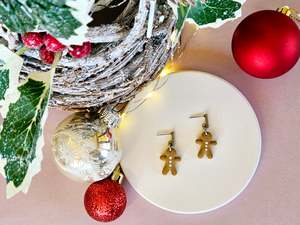 Stud Back: Christmas Dainty Gingerbread Man Earrings