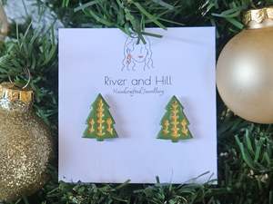 Christmas Folk Tree Studs