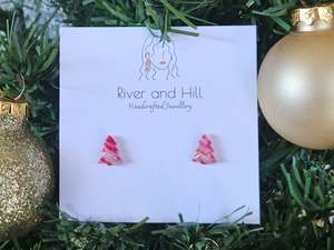 Christmas Pink Mico Tree Studs
