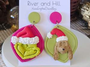 Christmas Grinch and Max Earrings