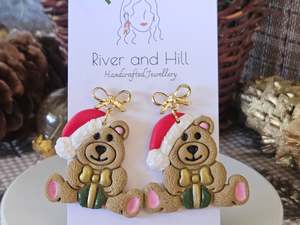 Hooks: Christmas Teddy Bear Earrings
