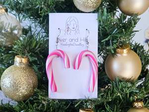 Hooks: Christmas Pink Candy Cane Earrings
