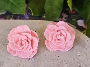 Florals: Cammellia French Hook Earrings Light Pink