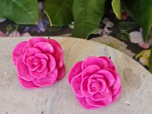 Cammellia French Hook Earrings Magenta