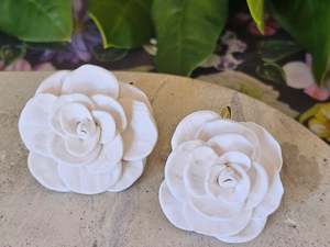 Cammellia French Hook Earrings White