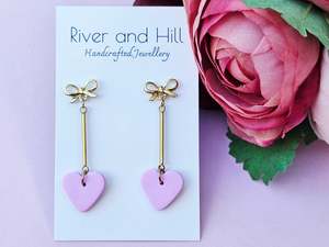 Stud Back: Hearts Collection Hearts Dangles Pink