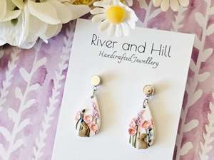 Florals: Meadow Bunny Droplet Earrings Small