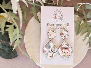 Florals: Easter Rabbit Print Droplet Earrings
