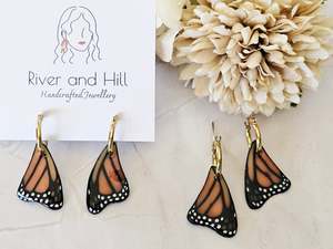 Monarch Wing Hoop Earrings