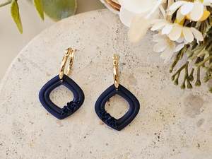 Daily Colour Navy Blue Floral Hoops